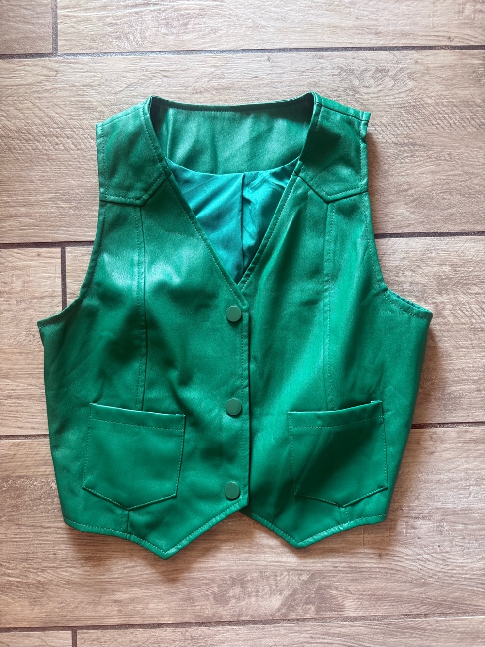 Green Faux Leather Vest